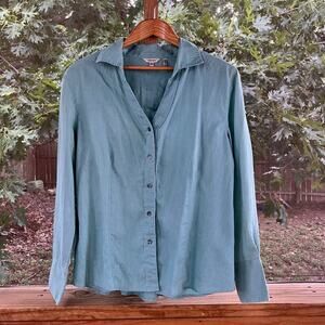 Tyler Boe Women's Sage Green 100% Linen Long Sleeve Top Size 14